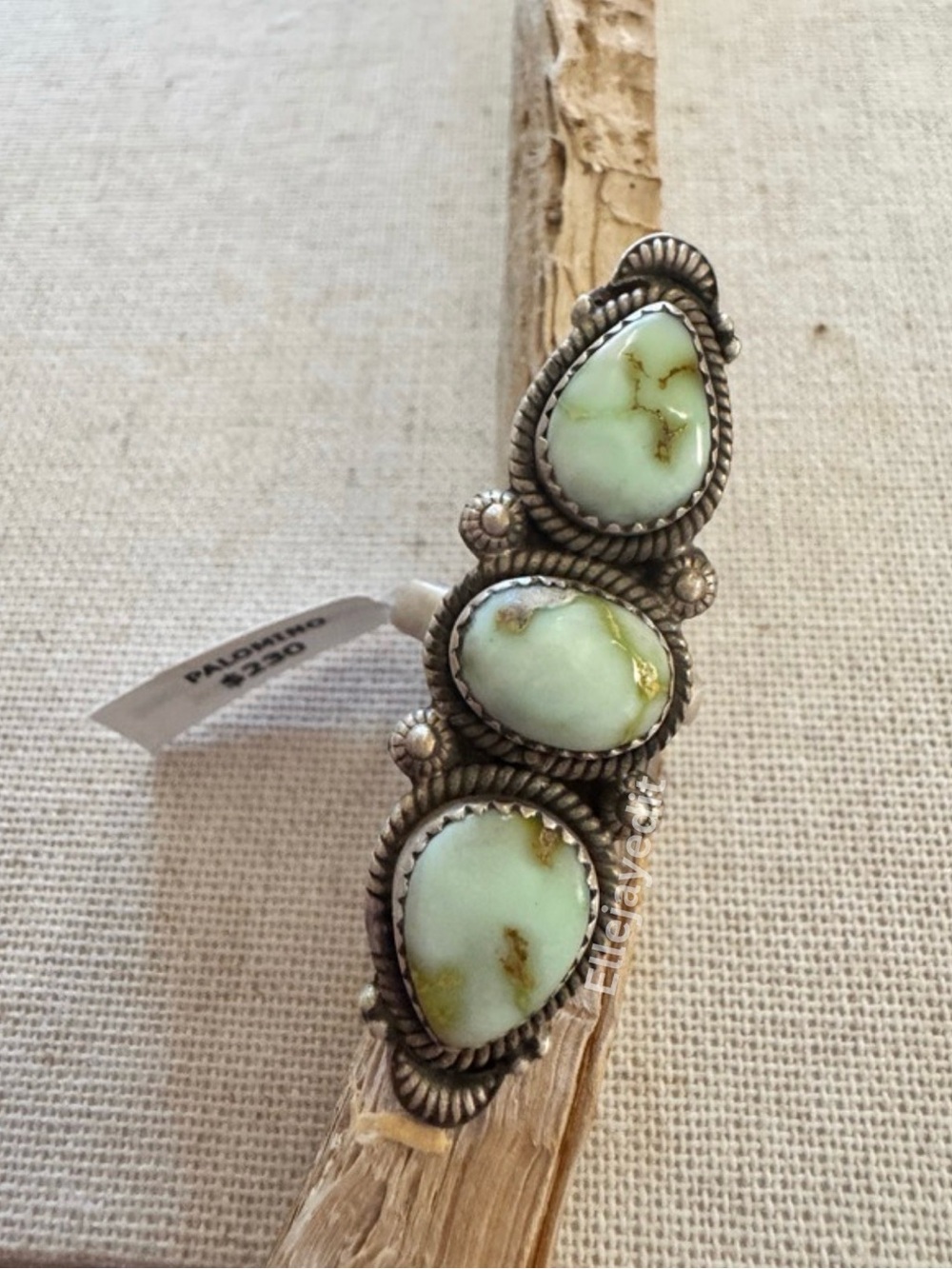 Triple Palomino Stone Antique Sterling Silver Adjustable Ring NWT